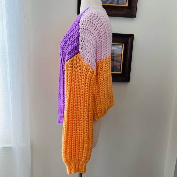 Wild Fable Color Block Chunky Knit Sweater Size Medium - Picture 3 of 9